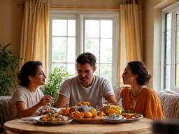 Familia disfrutando hogar textiles